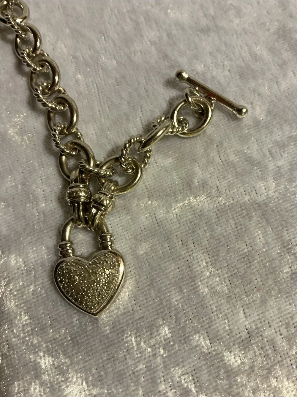 Sterling Silver Heart Padlock Bracelet